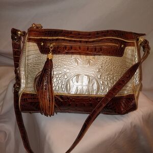 Brahmin Pearl And Caramel Handbag NWOT